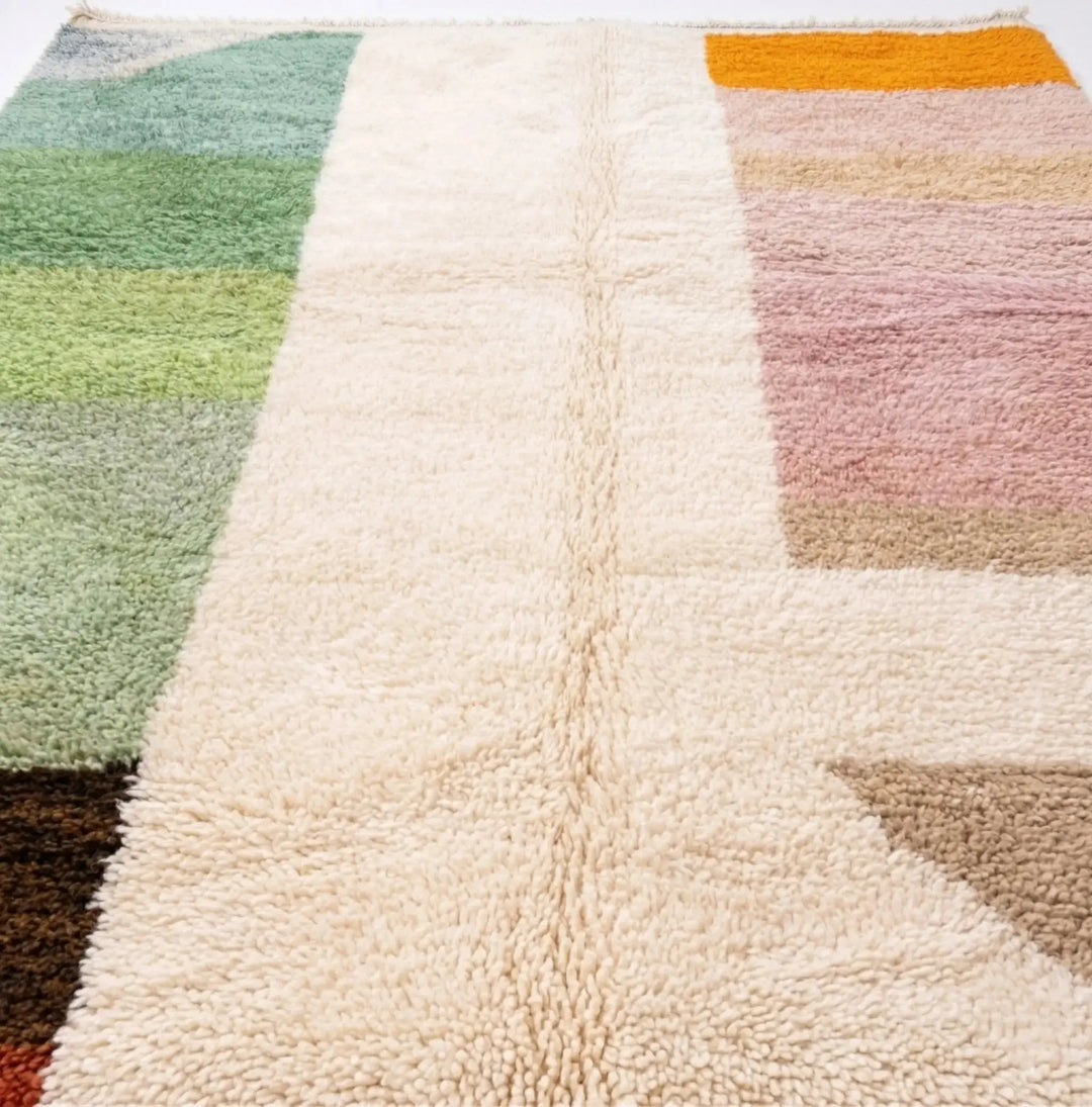 Custom Beni Ourain Rug - The Oasis Palette Abstract Colorblock Craftily Marrakech