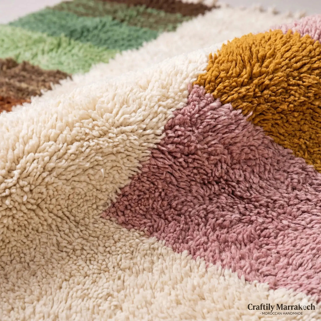 Custom Beni Ourain Rug - The Oasis Palette Abstract Colorblock Craftily Marrakech