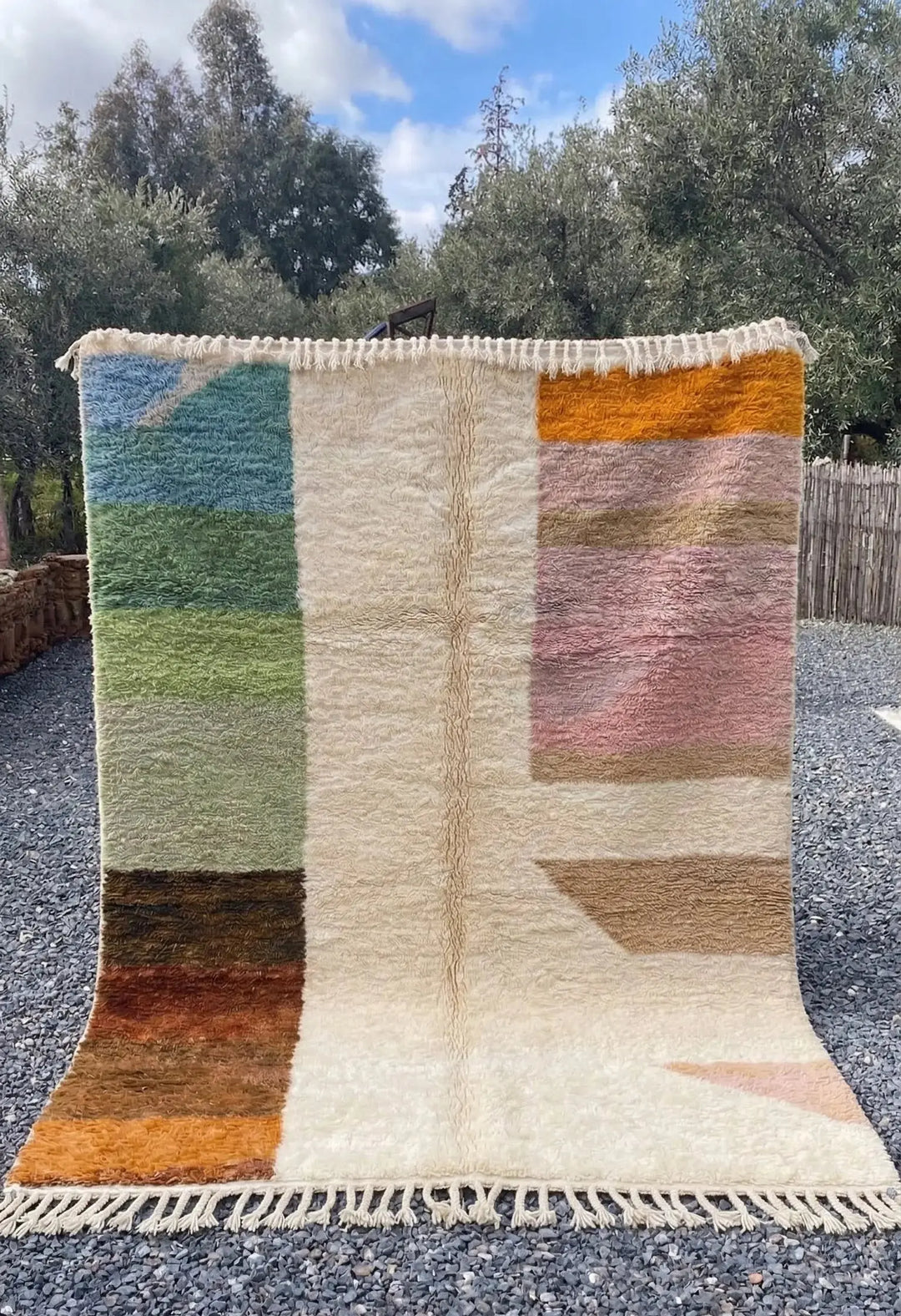 Custom Beni Ourain Rug - The Oasis Palette Abstract Colorblock Craftily Marrakech