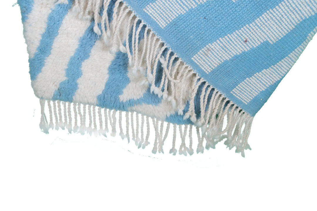 Light Blue &amp; White Custom Moroccan Rugs Made Craftily Marrakech