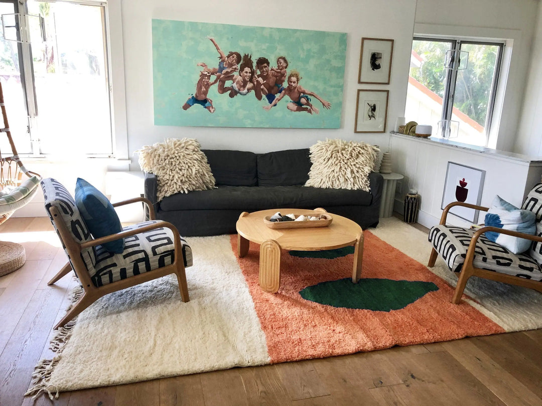 Orange Green Custom Moroccan Rugs Made Craftily Marrakech