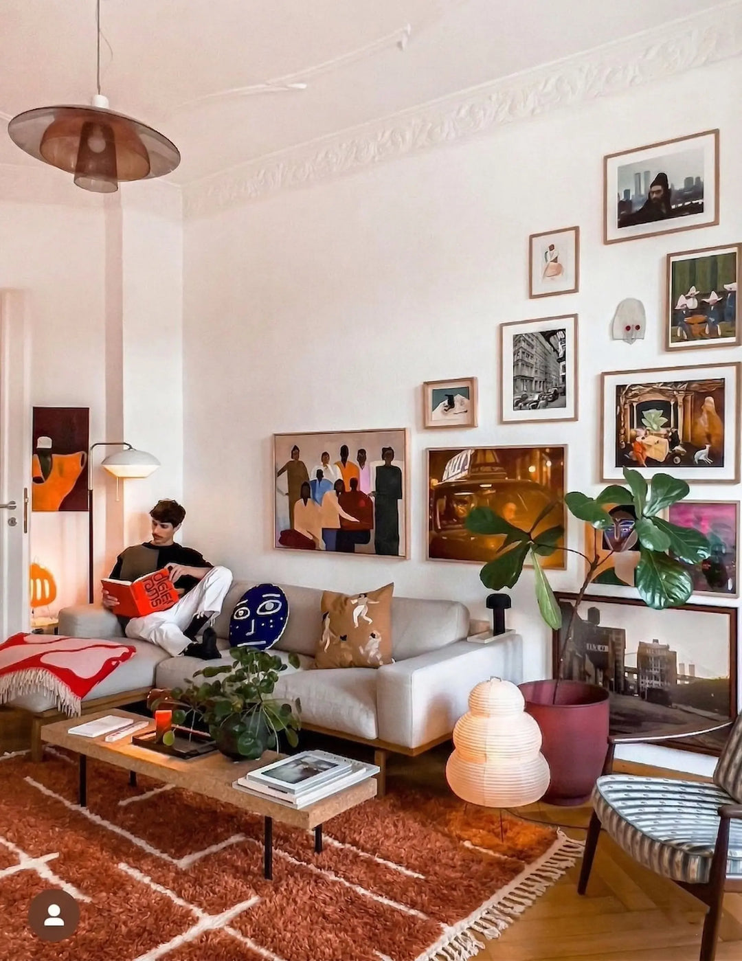 Custom The Aker Beni Mrirt Rug | Hand-Knotted Terracotta &amp; White Geometric