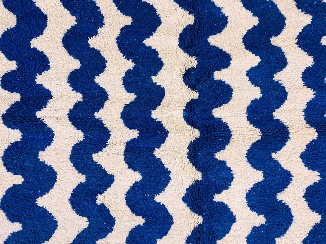 Zigzag Blue Custom Moroccan Rugs Made Craftily Marrakech