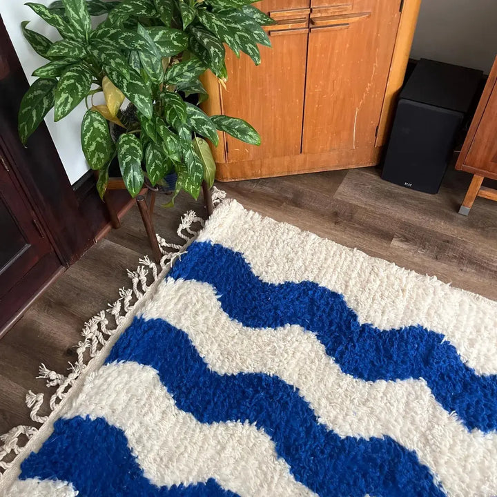 Zigzag Blue Custom Moroccan Rugs Made Craftily Marrakech