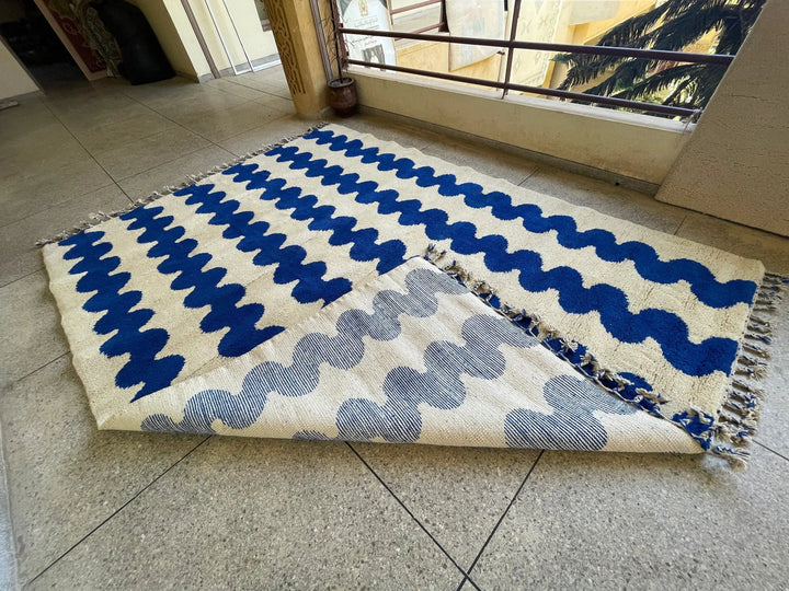 Zigzag Blue Custom Moroccan Rugs Made Craftily Marrakech