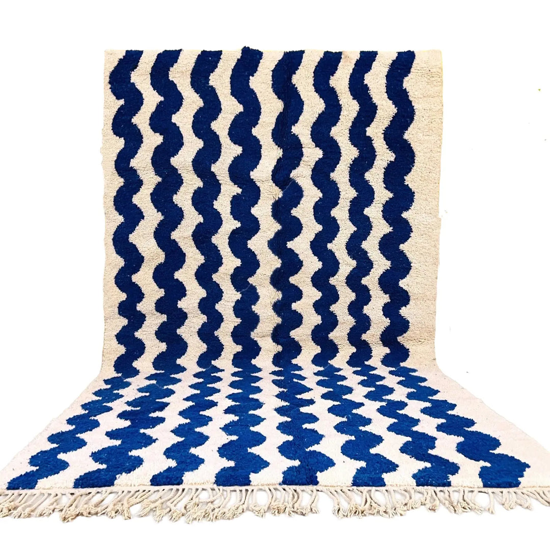 Zigzag Blue Custom Moroccan Rugs Made Craftily Marrakech