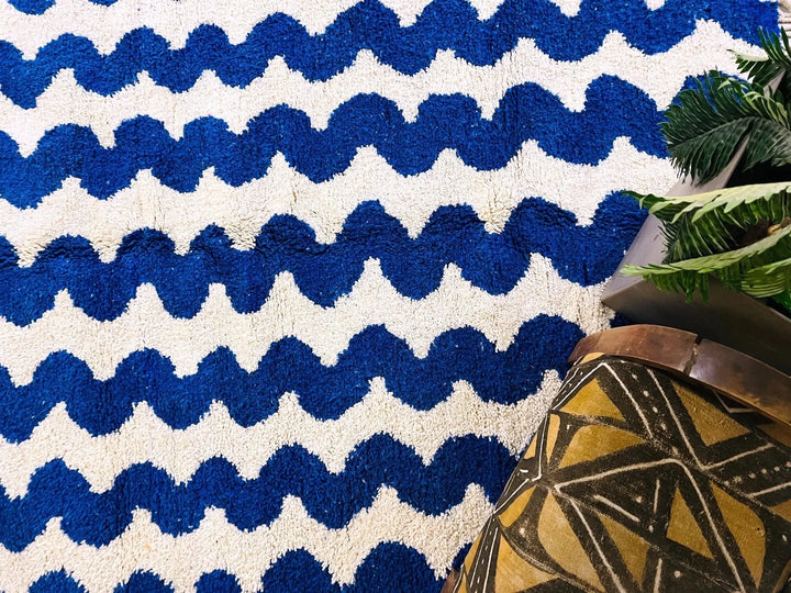 Zigzag Blue Custom Moroccan Rugs Made Craftily Marrakech
