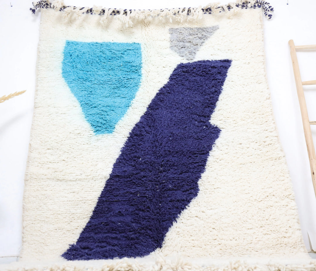 Ivory &amp; Blue Beni Custom Moroccan Rugs Made craftilymarrakesh.com