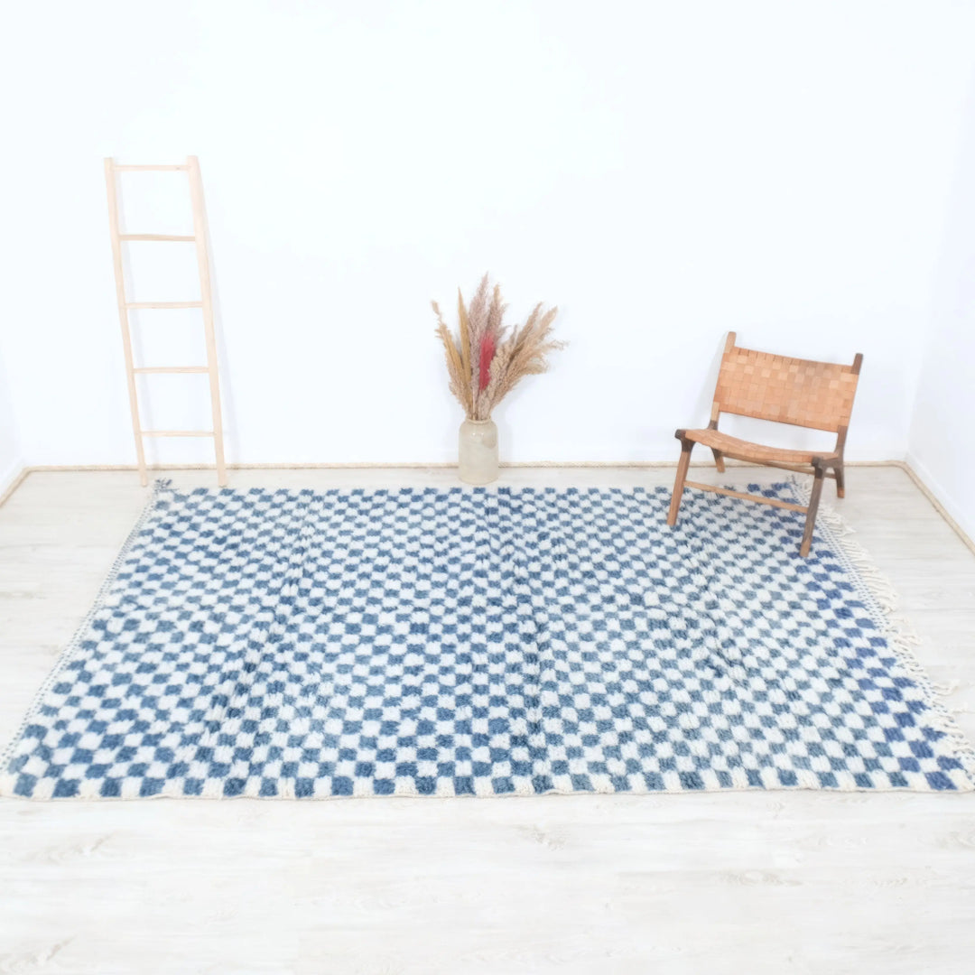 Blue &amp; White Custom Checkerboard Rugs Made craftilymarrakesh.com