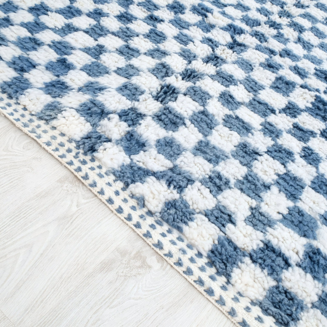 Blue &amp; White Custom Checkerboard Rugs Made craftilymarrakesh.com