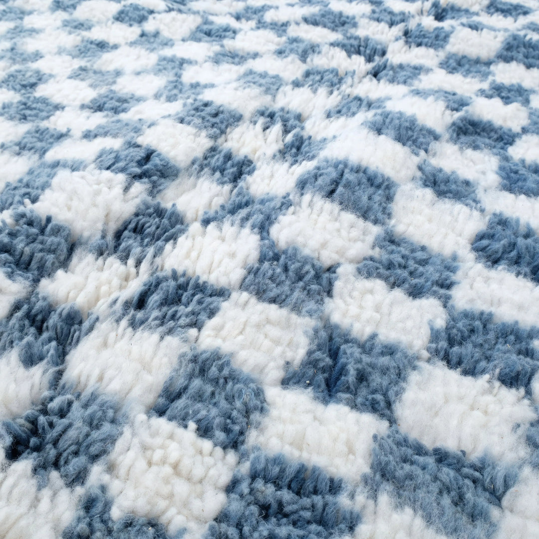Blue &amp; White Custom Checkerboard Rugs Made craftilymarrakesh.com