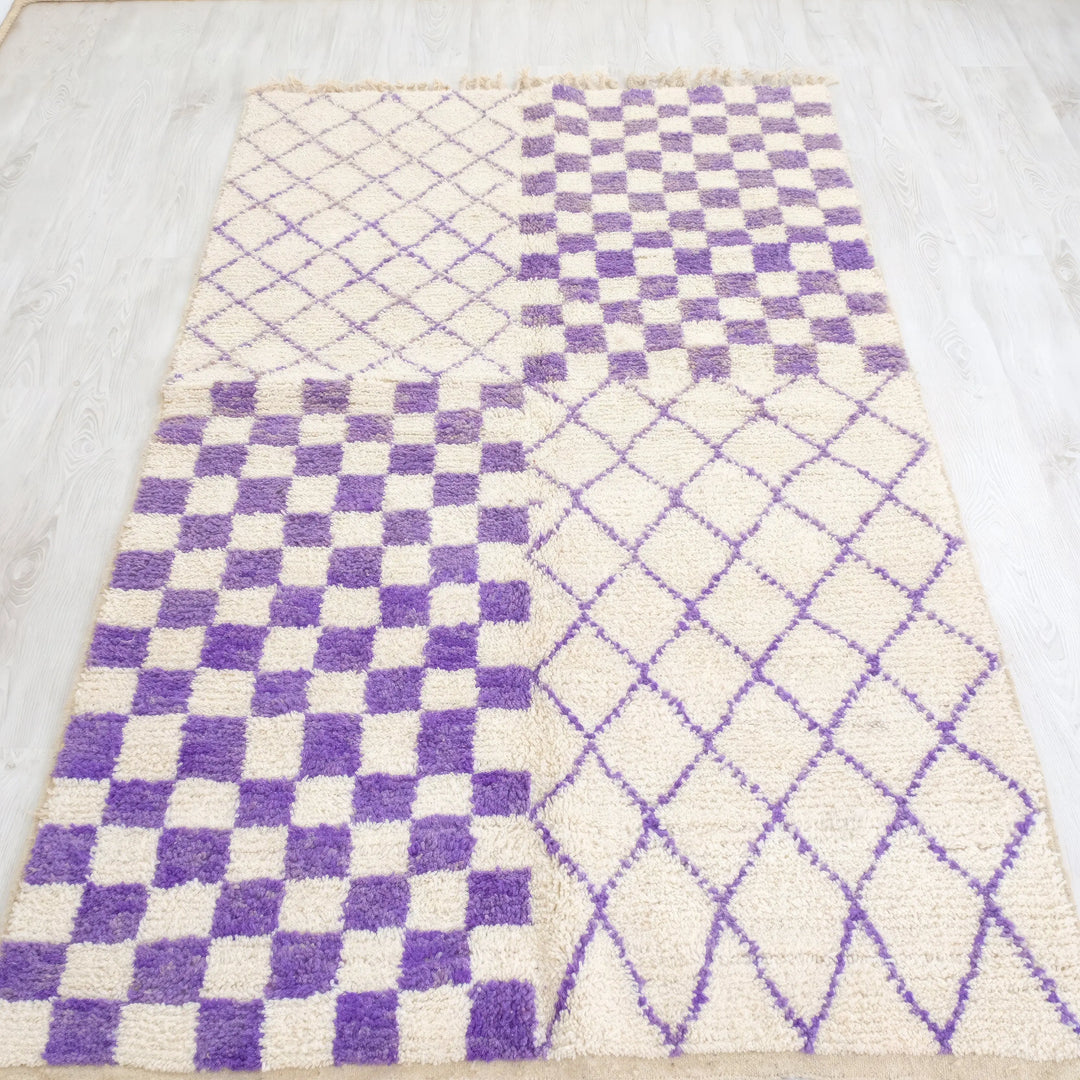 Purple Checkered Moroccan Rugs Made craftilymarrakesh.com