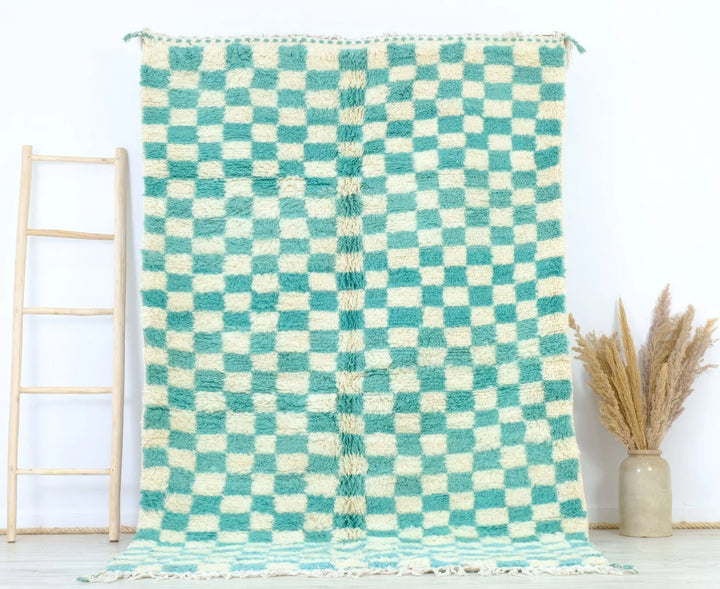 Green Checkered Custom Moroccan Rugs Made craftilymarrakesh.com