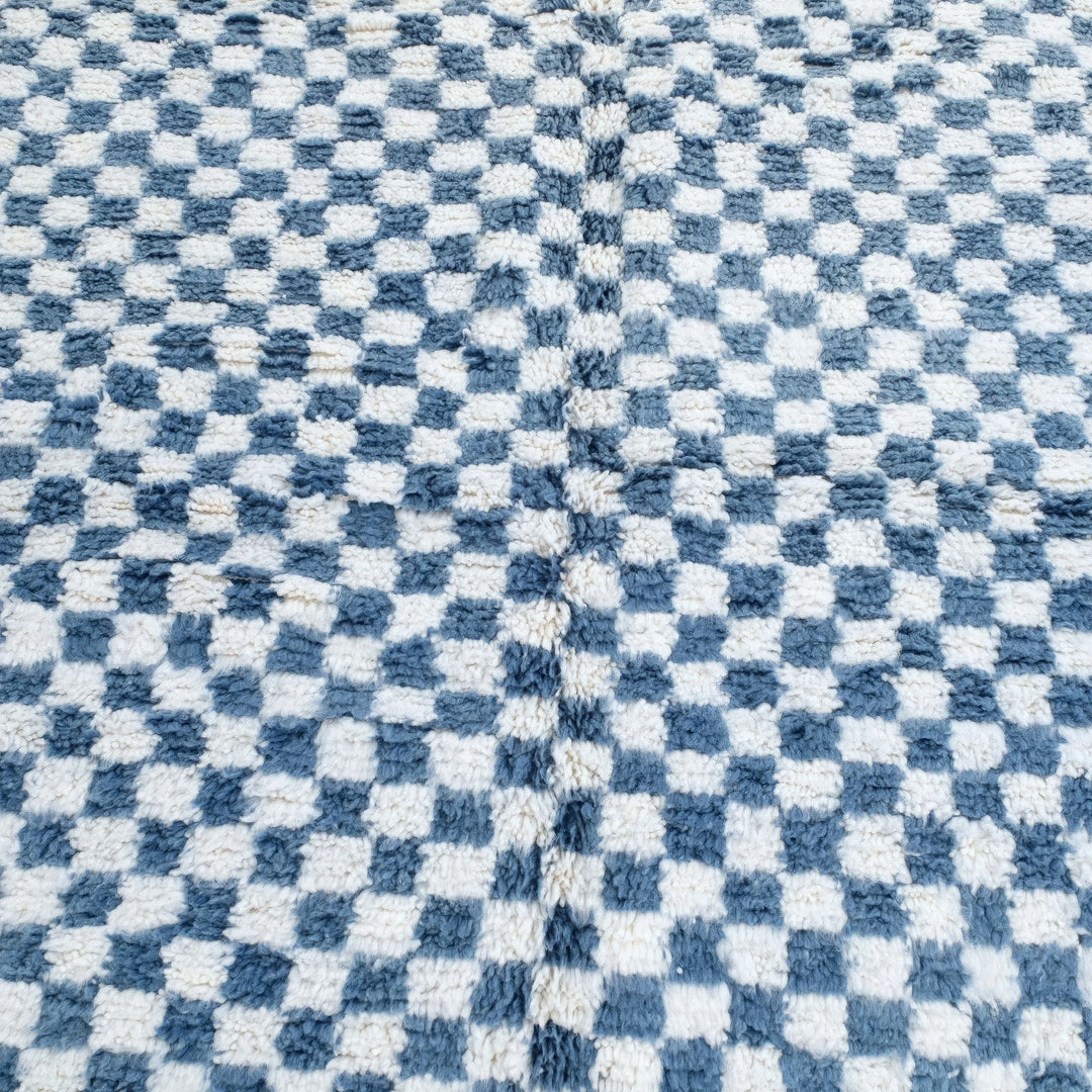 Blue &amp; White Custom Checkerboard Rugs Made craftilymarrakesh.com