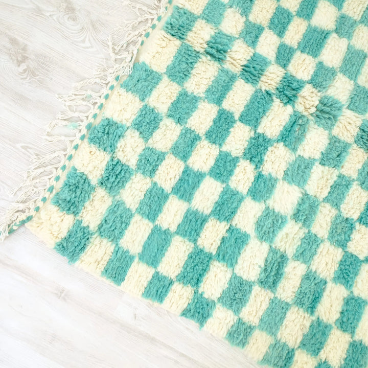 Green Checkered Custom Moroccan Rugs Made craftilymarrakesh.com