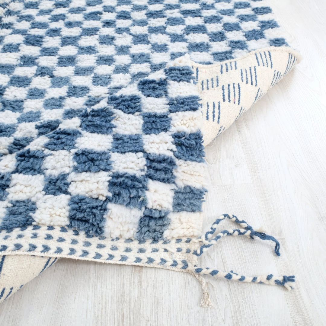 Blue &amp; White Custom Checkerboard Rugs Made craftilymarrakesh.com