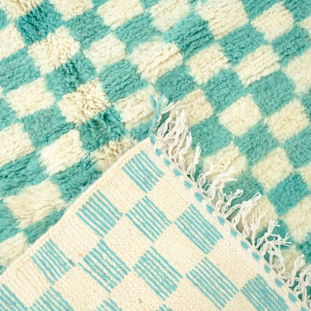 Green Checkered Custom Moroccan Rugs Made craftilymarrakesh.com