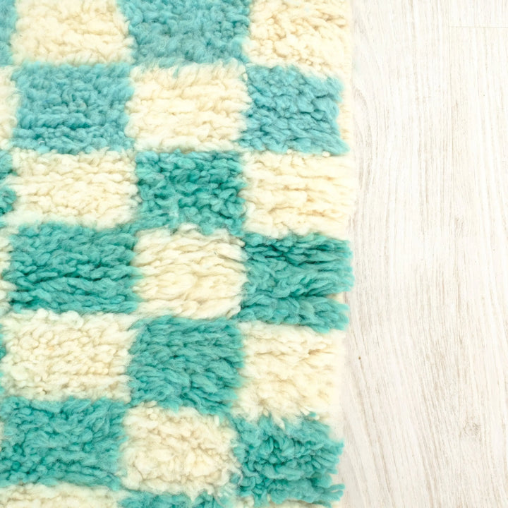 Green Checkered Custom Moroccan Rugs Made craftilymarrakesh.com