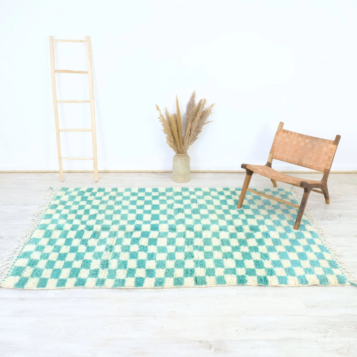 Green Checkered Custom Moroccan Rugs Made craftilymarrakesh.com